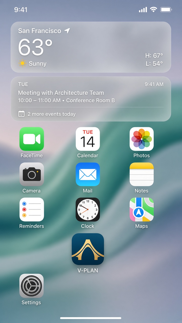 V-PLAN icon on iPhone home screen