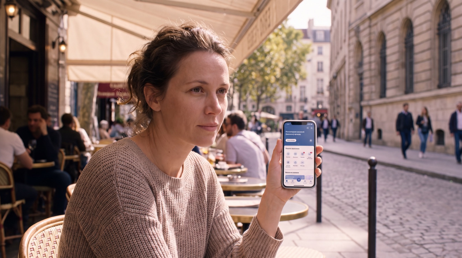A person away opening banks and government services on a phone